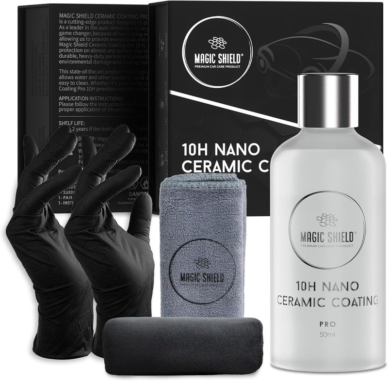 Magic Shield Ceramic Coating PRO 10H - Self-Healing | Long lasting for 2 cars+ | Advanced SiO2 Protection | Easy Application | Candy-Like Gloss | Perfect for Cars, Motorcycles, RVs, and Boats (50ml) - Image 1